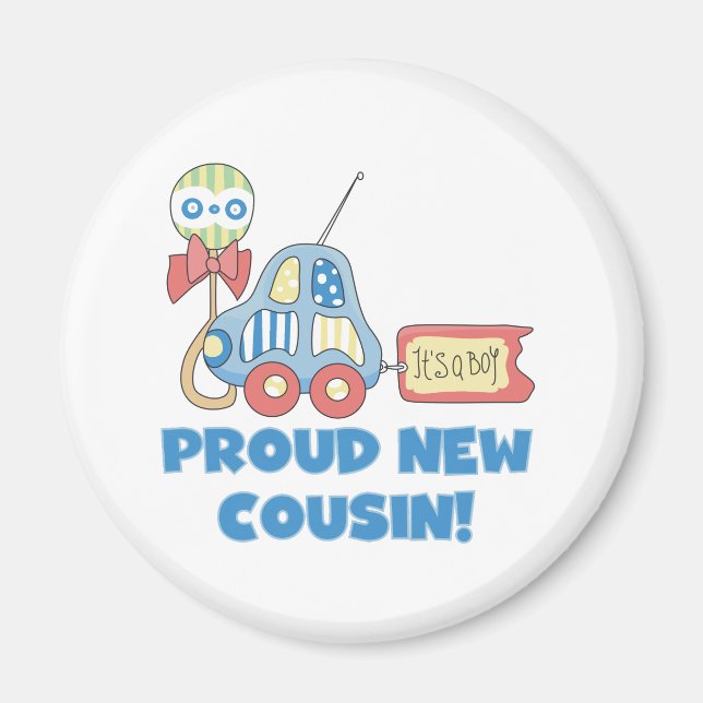 Imán Auto Orgulloso nuevo primo es un niño (Frente)