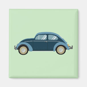 Imán auto retro azul fresco con escoria