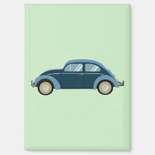Imán auto retro azul fresco con escoria