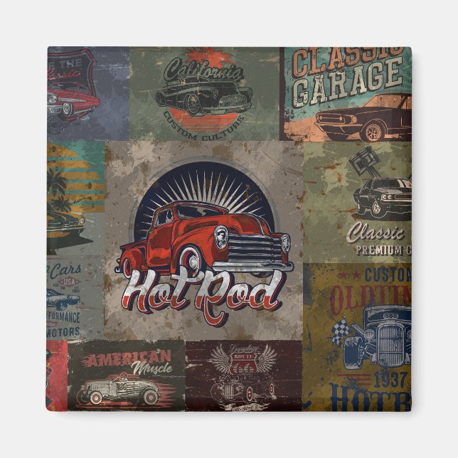 Imán Auto retro multicolor (Frente)