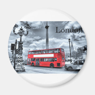 Imán AUTOBÚS de LONDRES en negro y el blanco (St.K)