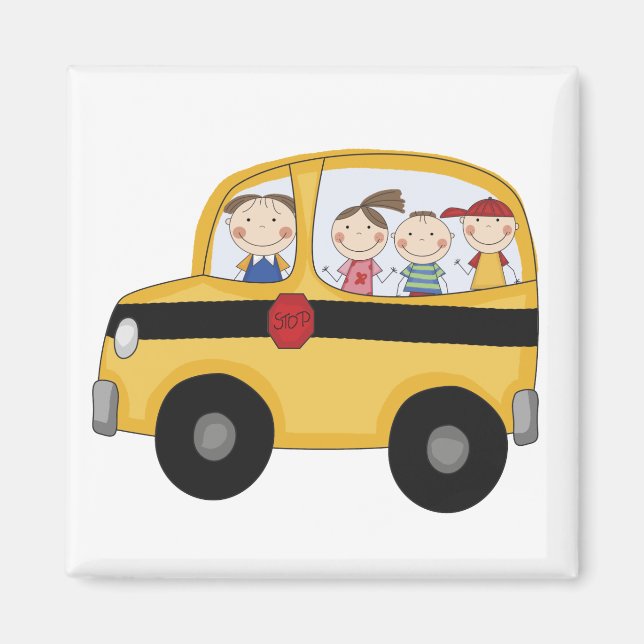 Imán Autobús escolar con camisetas y regalos para niños (Frente)