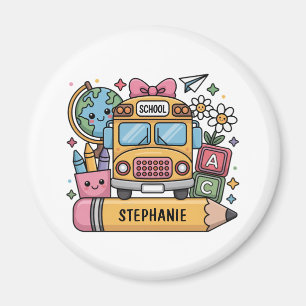 Imán Autobús personalizado de regreso a la escuela - Pe