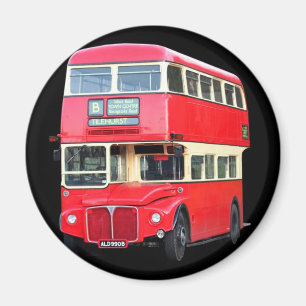 Imán Autobús rojo viejo de Londres de alrededor de 1950