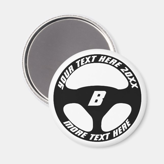 Imán Automotive black car steering wheel custom fridge (Anverso/Reverso)