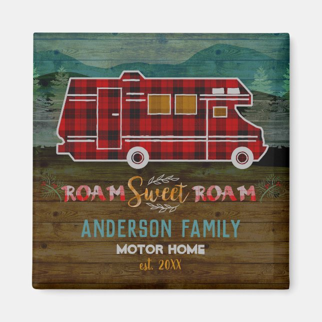 Imán Autophome RV Camper Travel Van Rustic Personalizad (Frente)