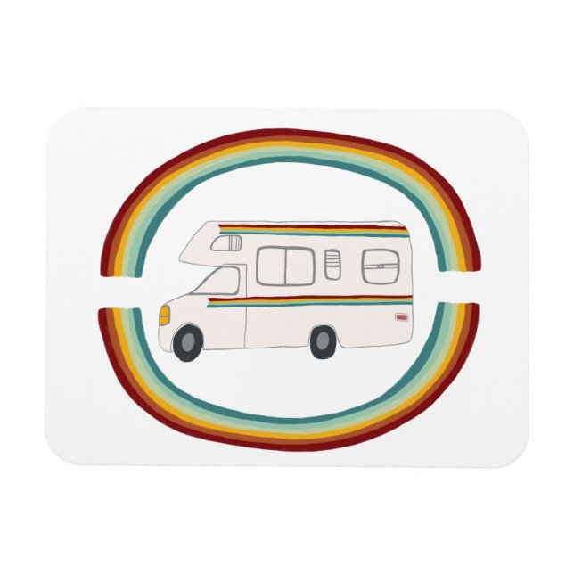 Imán Autopista Rainbows Retro RV Whimsical Camping (Horizontal)