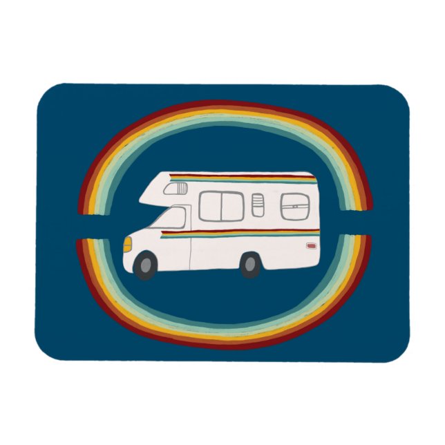 Imán Autopista Rainbows Retro RV Whimsical Camping (Horizontal)