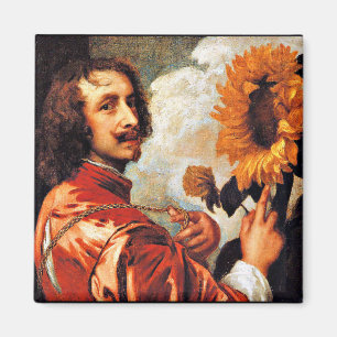 Imán Autoretrato con girasol, obras de arte famosas