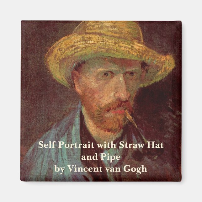 Imán Autoretrato Van Gogh con Gorra de paja y tubería (Frente)