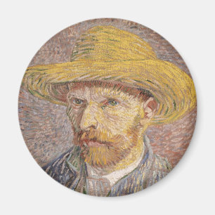 Imán Autorretrato con un Gorra de paja de Vincent van G