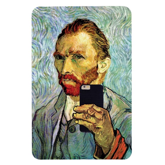 Imán Autorretrato de Vincent Van Gogh con celular selfi (Vertical)