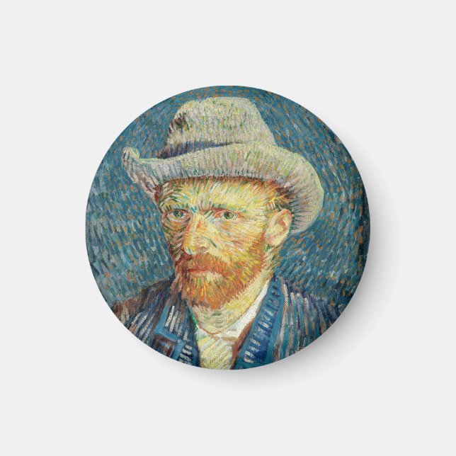 Imán Autorretrato de Vincent Van Gogh con sombrero de f (Frente)
