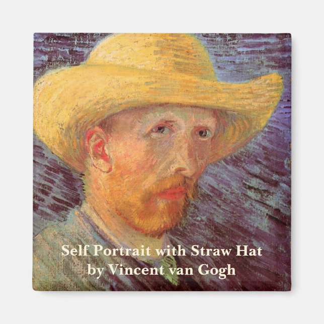 Imán Autorretrato de Vincent van Gogh con sombrero de p (Frente)
