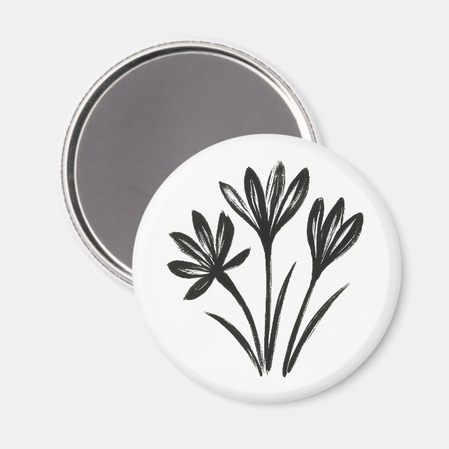 Imán Autumn Crocus – Ink Brush Botanical Trio on (Anverso/Reverso)