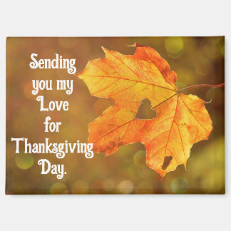 Imán Autumn Leaf With Heart Thanksgiving Magnet