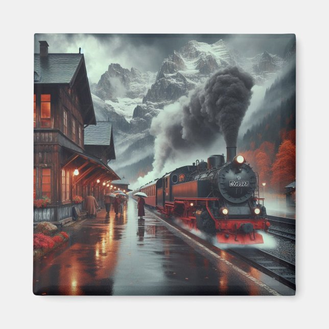 Imán Autumn Mountain Train Journey (Frente)