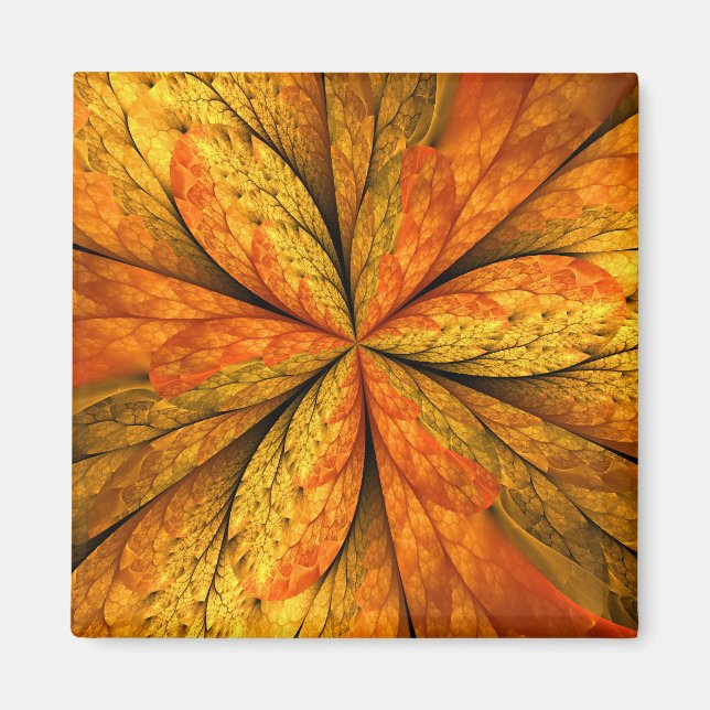 Imán Autumn Plant, Modern Abstract Fractal Art Leaf (Frente)