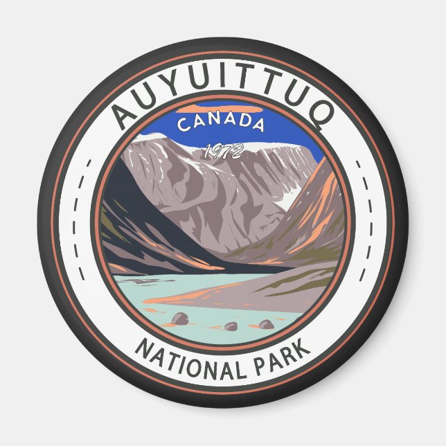 Imán Auyuittuq National Park Canada Vintage Badge (Frente)