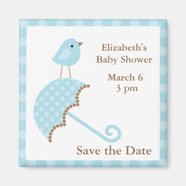 Imán Ave azul y paraguas (Frente)