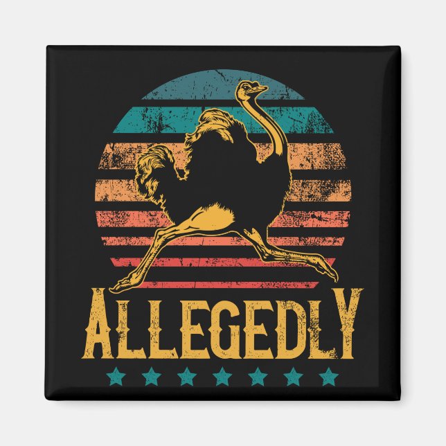 Imán Ave divertida de Ostrich, aparente atardecer retro (Frente)