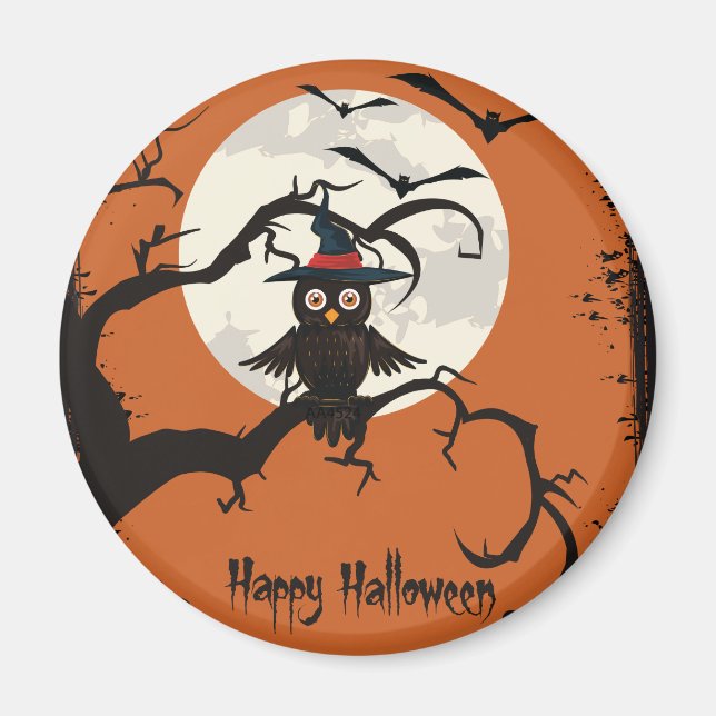 Imán Ave dulce con brujas gorra Feliz Halloween (Frente)