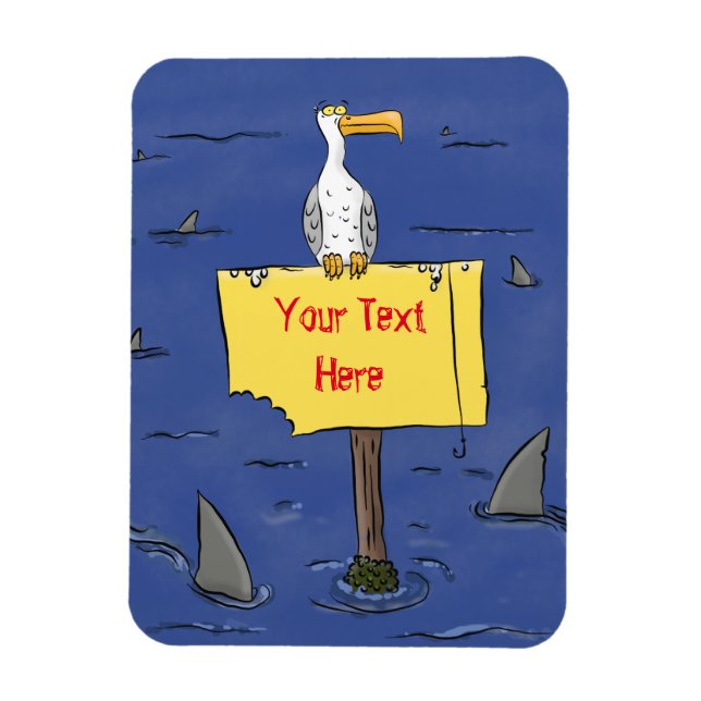 Imán Ave marina divertida rodeada por un personalizado  (Vertical)