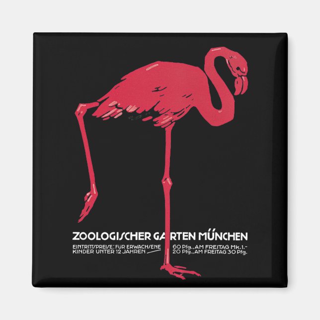 Imán Ave rosada de flamenco en el zoológico de Alemania (Frente)