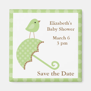 Imán Ave verde y paraguas