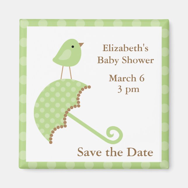 Imán Ave verde y paraguas (Frente)