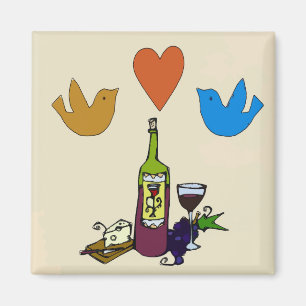 Imán Ave y Corazón de Queso de Vino