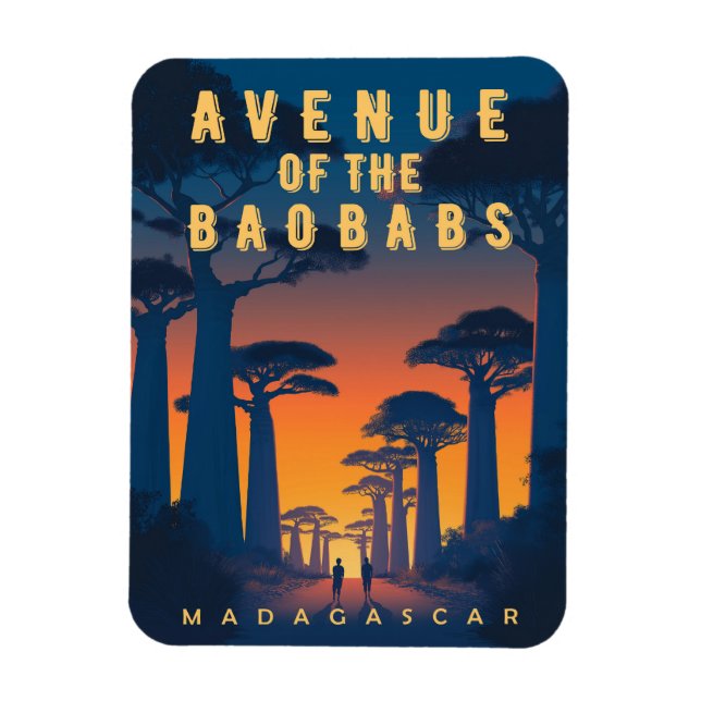 Imán Avenida de los baobabs Madagascar - Retro Africano (Vertical)