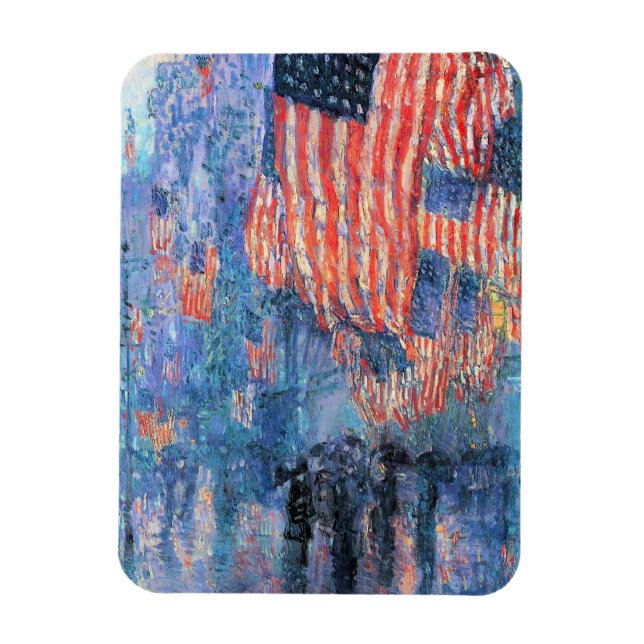 Imán Avenida en lluvia por Frederick Childe Hassam (Vertical)