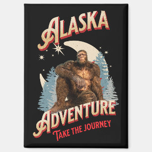 Imán Aventura de Bigfoot de Alaska Arte de Retro Natura