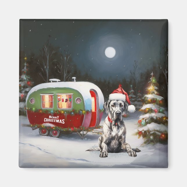 Imán Aventura de los Navidades de Winter Great Dane Car (Frente)