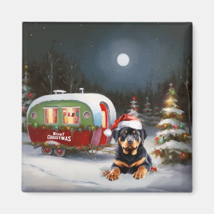 Imán Aventura de Navidad Caravana Rottweiler Invernal