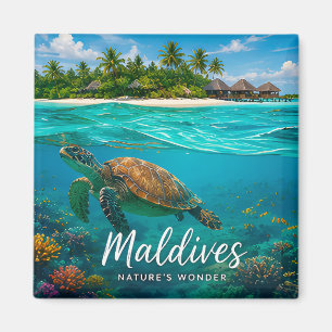 Imán 🧲 Aventura de Tortuga Marina en Maldivas 🐢