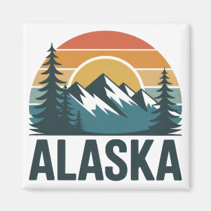 Imán Aventura del atardecer retro de Alaska