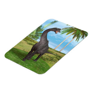 Imán Aventura del dinosaurio de cuello largo en la selv