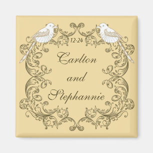 Imán Aves amorosas Marrón/Tan Boda Magnet