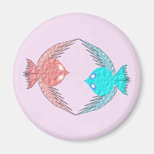Imán Aves amorosas rosas y azules (Frente)