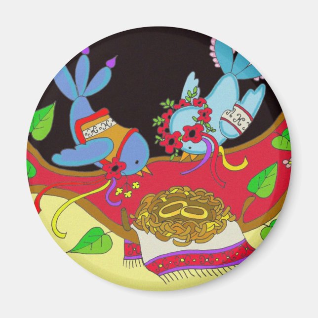 Imán Aves bodas Arte Popular Ucraniano (Frente)