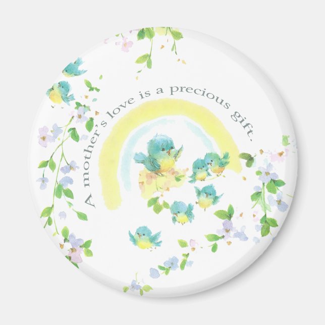 Imán Aves de amor azules del Día de la Madre (Frente)