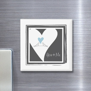 Imán Aves de amor personalizadas Corazón azul claro