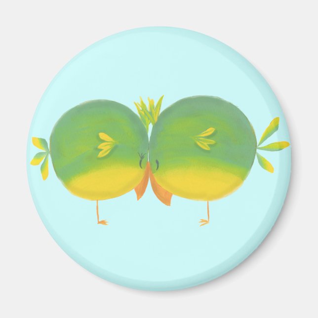 Imán Aves de amor personalizado y Chica (Frente)