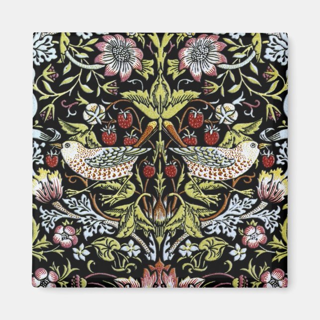 Imán Aves de William Morris y flores 2 (Frente)