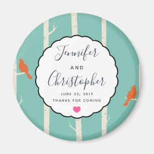 Imán Aves retro Naranjas en árboles de aves Bodas graci