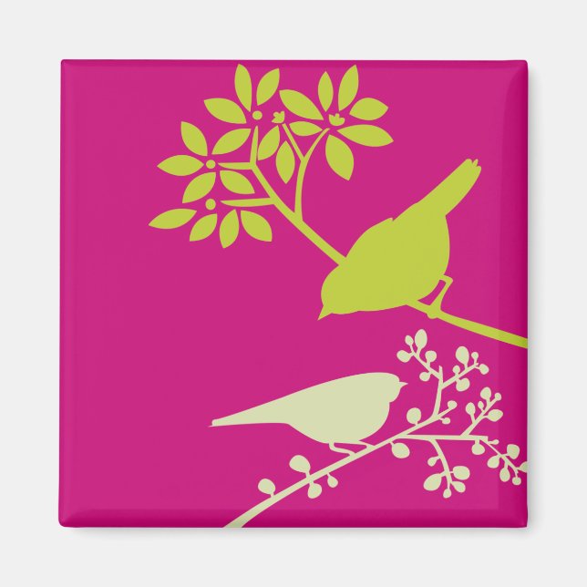Imán Aves rosas y verdes (Frente)