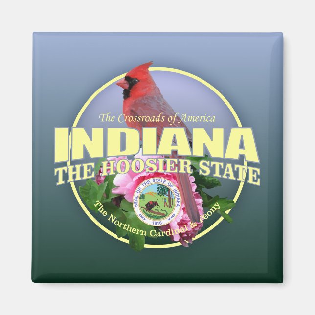 Imán Aves y flores del estado de Indiana (Frente)