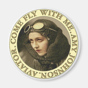 Imán Aviador retro de la mujer del vintage